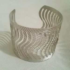 Silver Tone Textured Cuff Bracelet